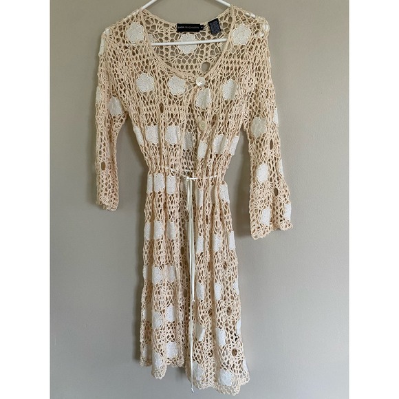 Dana Buchman Tops - Y2K Dana Bachman crochet crocheted cream long cardigan boho size small